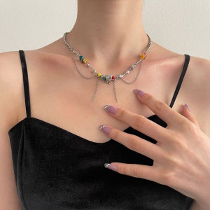 Изящное колье из медицинской стали с подвесками J10961CJJ