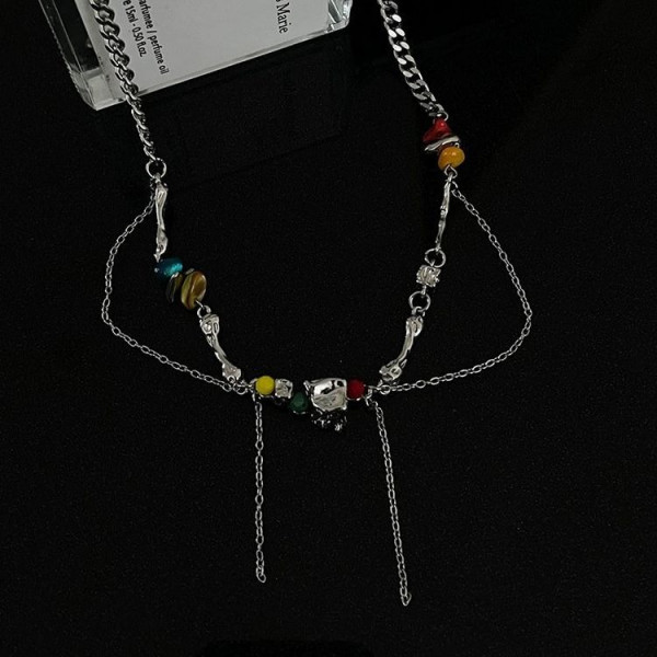 Изящное колье из медицинской стали с подвесками J10961CJJ