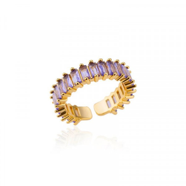 Кольцо дорожка с зелеными кристаллами багетной огранки CJN45175