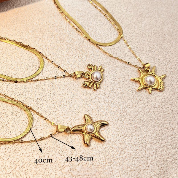 Золотистая цепочка с солнцем и жемчугом CJM18981