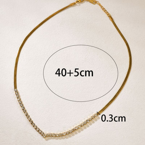 Золотистая комбинированная цепь с дорожкой из кристаллов CJP77873