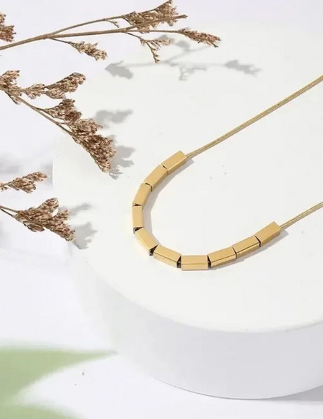 Стальная цепочка с напылением золотом кулон прямоугольники J10094CJJ