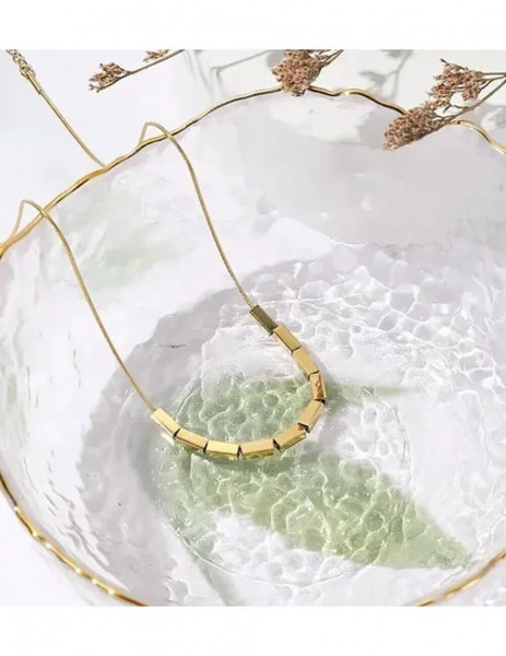 Стальная цепочка с напылением золотом кулон прямоугольники J10094CJJ