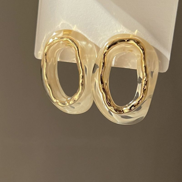 Трендовые серьги-пусеты Двойные овалы с бирюзовым акцентом CJG59317