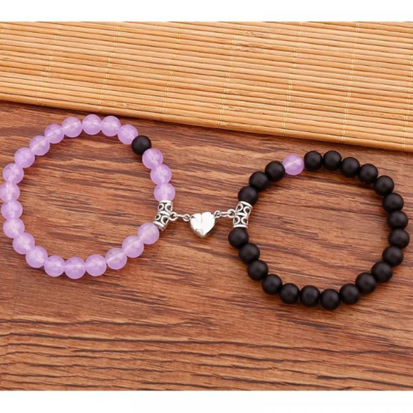 Парные браслеты мистический агат с магнитным притяжением CJK81831