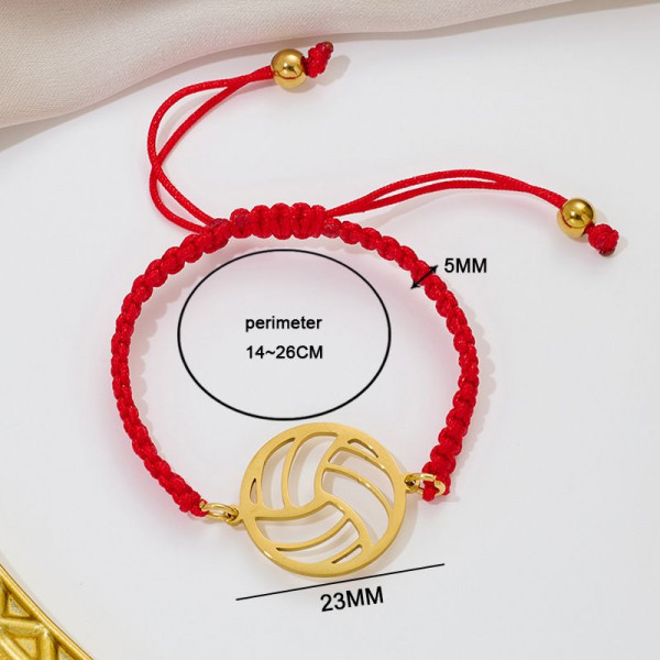 Браслет плетеная нить с серебристым волейбольным мячом CJQ65930