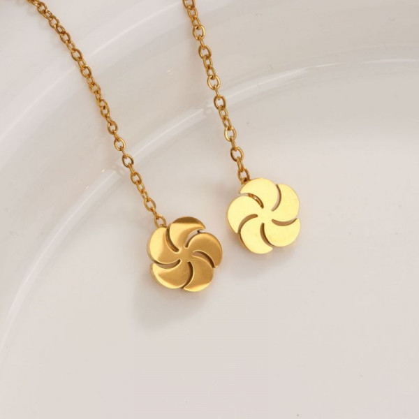 Золотистые серьги-протяжки Цветы CJH32656