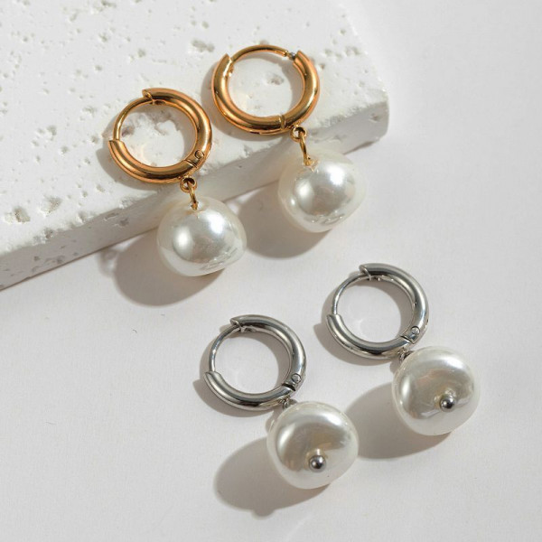 Серьги-кольца со съемной жемчужной подвеской CJL74416