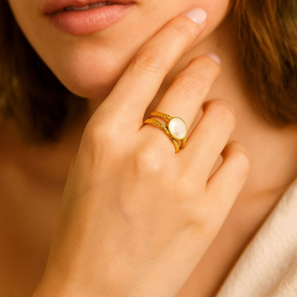 Кольцо титановая сталь напыление золотом 1J12265CJJ