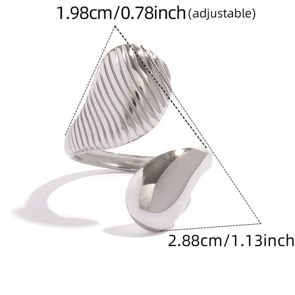 Массивное разомкнутое кольцо из гладкого серебристого металла CJT25674