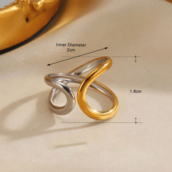 Двухцветное разомкнутое кольцо с фактурой CJM03686