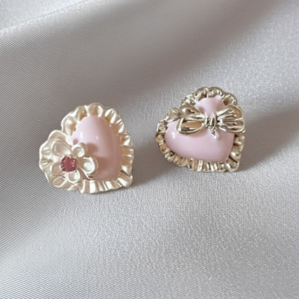 Серьги-пусеты Сердца из ювелирного сплава на серебряном штифте 1J11570CJJ