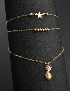 Браслет на ногу трехрядный с ананасом G29511