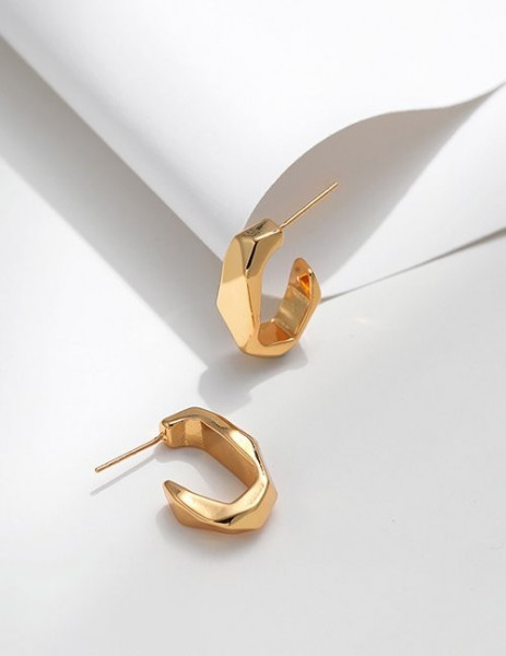 Геометрические серьги-полукольца «Грань» Z65714