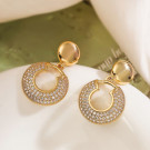 Круглые серьги с кристальным мощением CJL20460