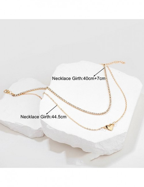 Двойной чокер с золотистым сердцем и кристаллами M14811