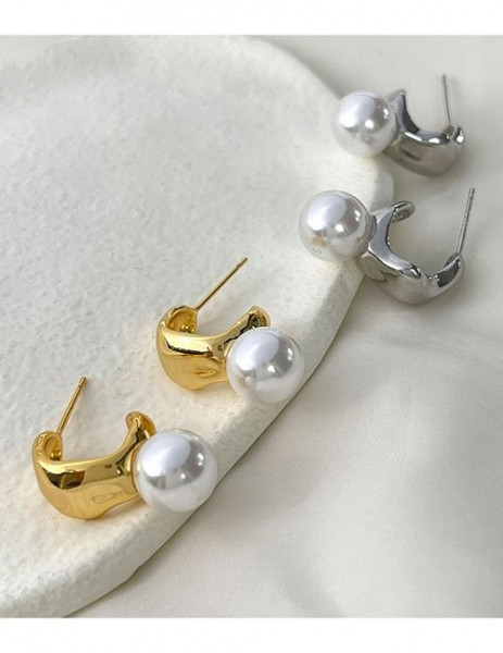 Серьги-полукольца с крупным жемчугом Z27652