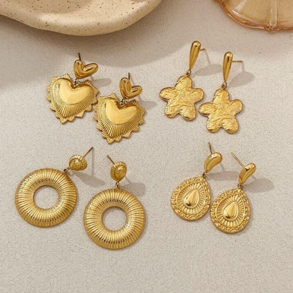 Серьги Висячие Диски с радиальным рифлением CJL74420