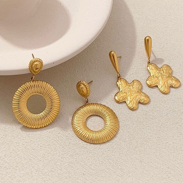 Серьги Висячие Диски с радиальным рифлением CJL74420