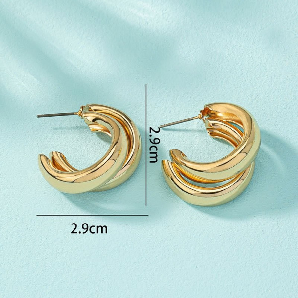 Двойные золотистые серьги-кольца в стиле минимализм M84901