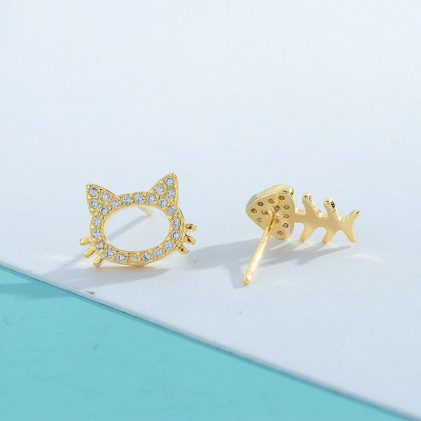 Серьги-гвоздики рыба и хвост с кристаллами J10691CJJ