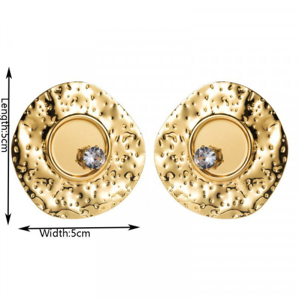 Массивные серьги-пусеты фактурные диски CJN42987