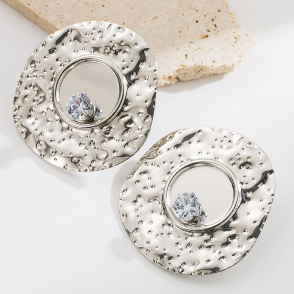 Массивные серьги-пусеты фактурные диски CJN42987