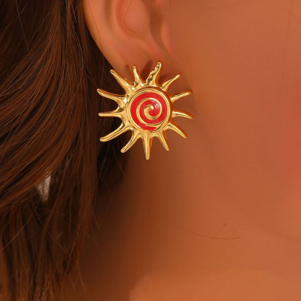 Серьги-пусеты Солнце со спиралью CJR69421