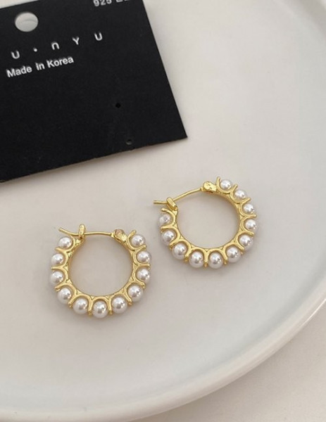 Серьги-конго с жемчужной дорожкой Z04067