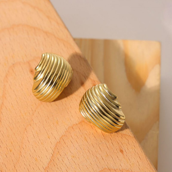 Серьги-полукольца широкие рифленые CJL28661