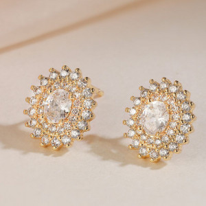 Серьги-солнце с овальным кристаллом CJL20461