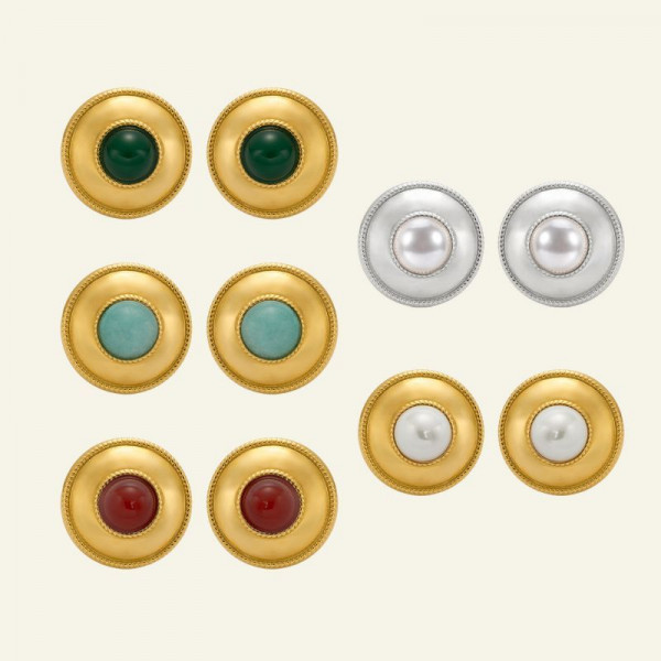 Серьги-пусеты Диски с цветными вставками CJP42841