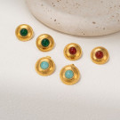 Серьги-пусеты Диски с цветными вставками CJP42841