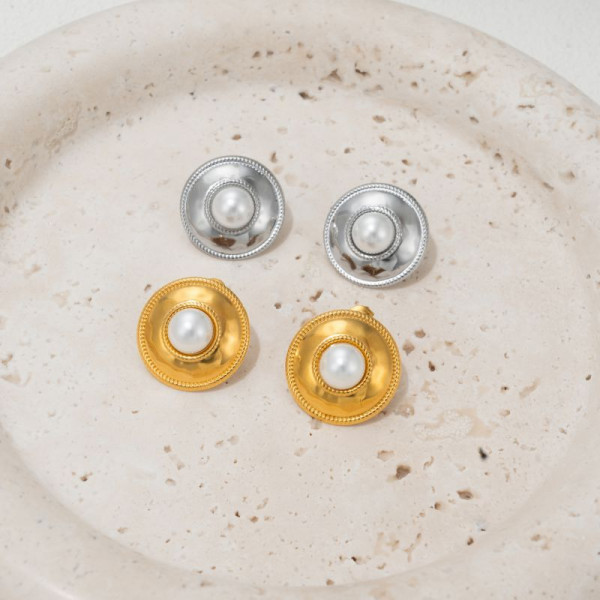 Серьги-пусеты Диски с цветными вставками CJP42841