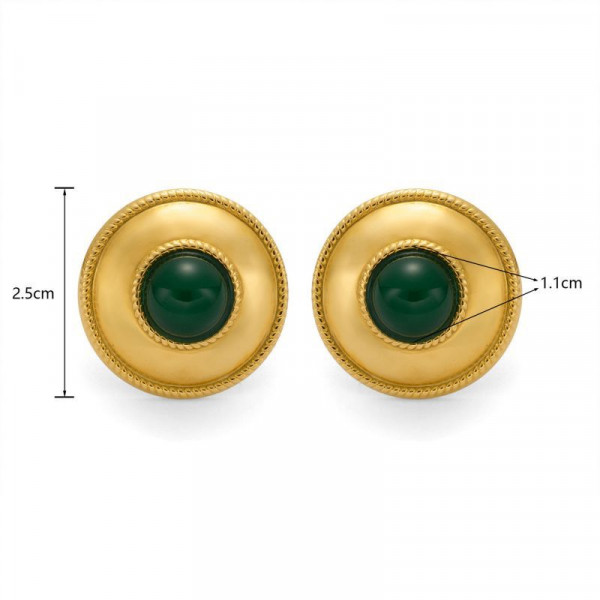 Серьги-пусеты Диски с цветными вставками CJP42841