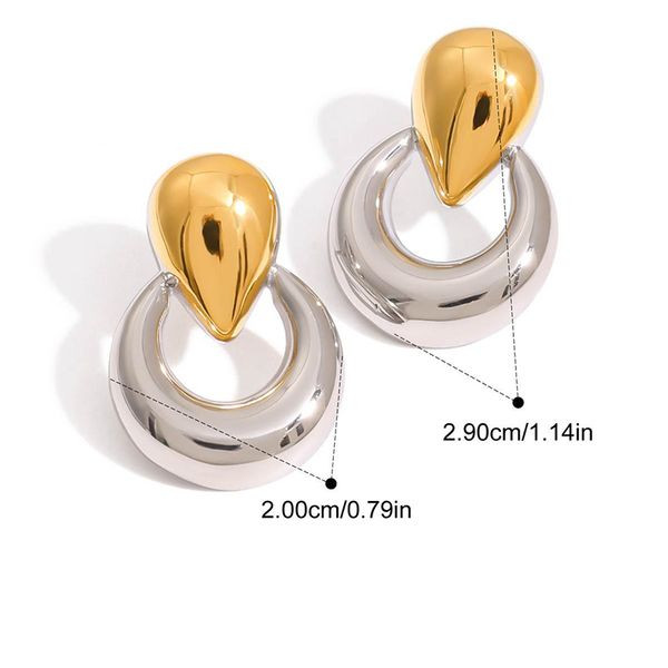 Серьги-пусеты Капли двухцветные комбинированные CJL40906