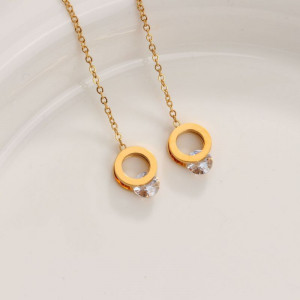 Золотистые серьги-протяжки Кольца с кристаллами CJH32665