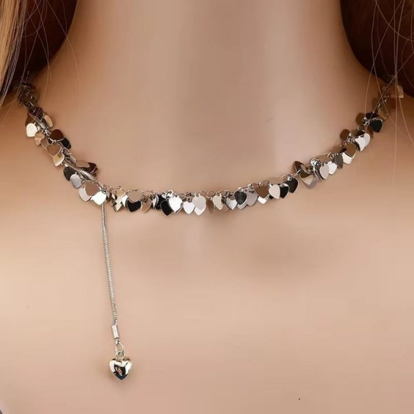 Воздушное колье из прозрачного акрила и черных бусин J10803CJJ
