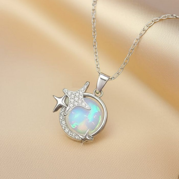 Космическая цепочка с кулоном в виде лунного диска J10965CJJ