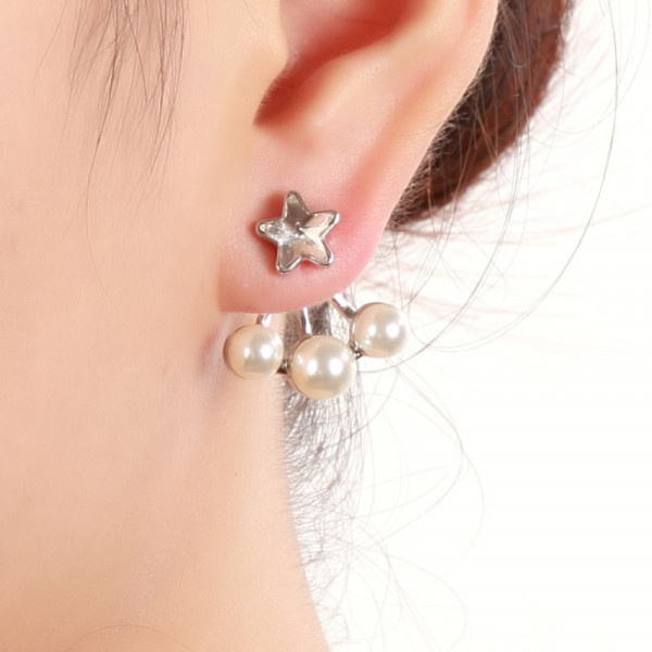 Серьги ювелирный сплав со стразами снежинка J11572CJJ