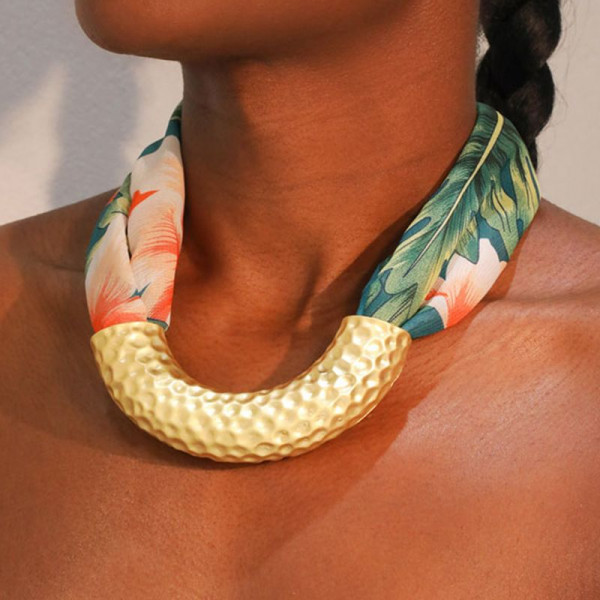 Массивный текстильный чокер с леопардовым принтом CJP62691