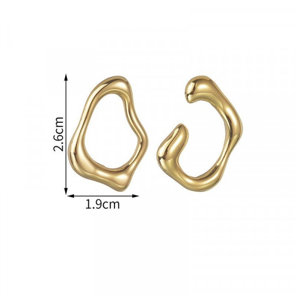 Золотистые серьги-кольца абстрактной формы CJC62891