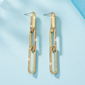 Серьги-подвески из крупных золотистых звеньев N70309