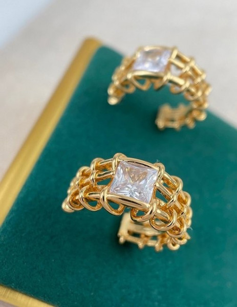 Широкие серьги-конго с кристаллами M18536