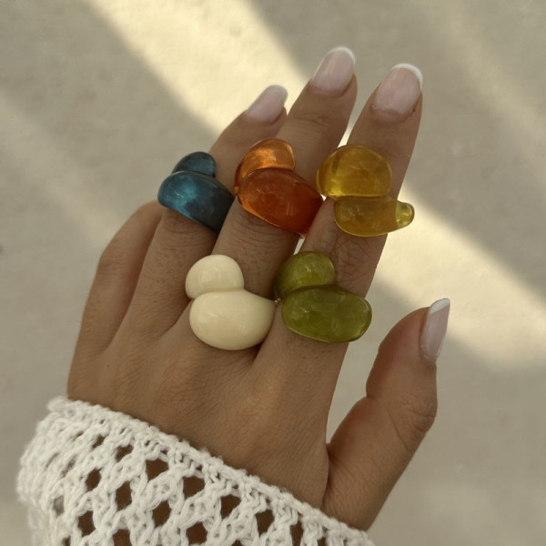 Набор из разноцветных акриловых колец в форме капли CJJ27646