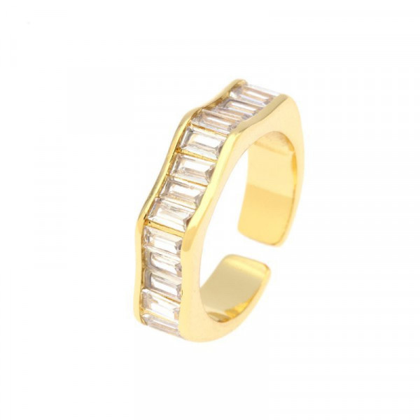 Геометрическое кольцо с изумрудными кристаллами багетной огранки CJL27293