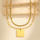 Золотистое многослойное колье с квадратом CJP47804