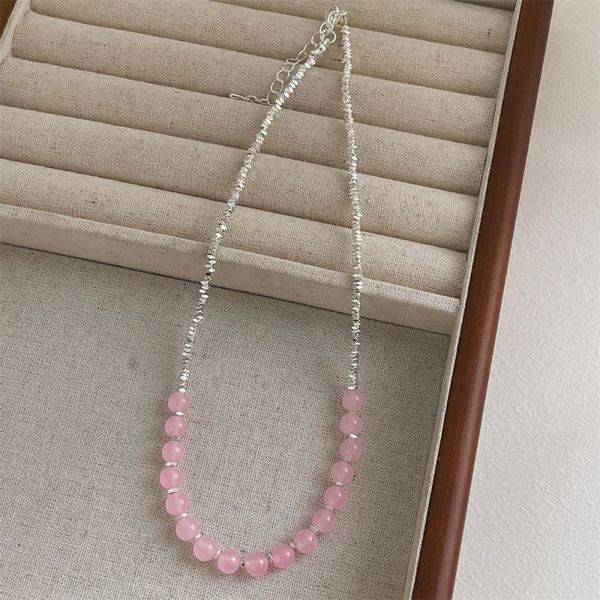Бусы из нежно-розового кварца в классическом стиле CJL47502