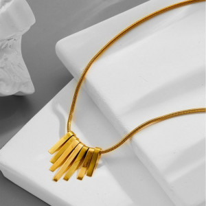 Стальная цепочка с напылением золотом кулон прямоугольники J10098CJJ