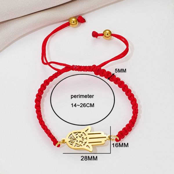 Браслет плетеная нить с серебристой ладонью Хамса CJQ65910